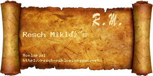 Resch Miklós névjegykártya